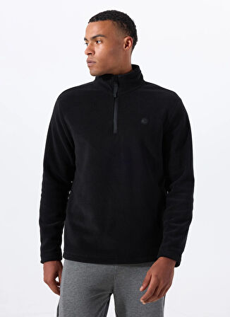 Siyah Erkek Fermuarlı Yaka Basic Fit Polar Sweatshırt D5WM-SWT3300