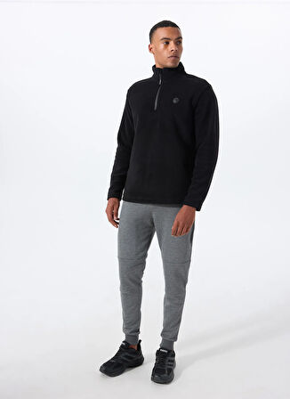 Siyah Erkek Fermuarlı Yaka Basic Fit Polar Sweatshırt D5WM-SWT3300