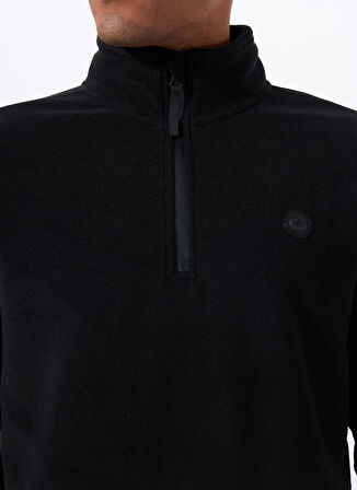 Siyah Erkek Fermuarlı Yaka Basic Fit Polar Sweatshırt D5WM-SWT3300