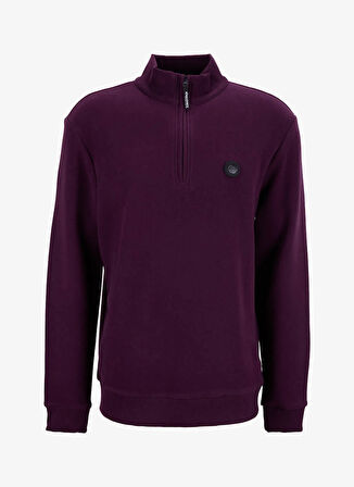 Discovery Expedition D5WM-SWT3941 Mürdüm Dik Yaka Relaxed Düz Erkek Sweatshırt