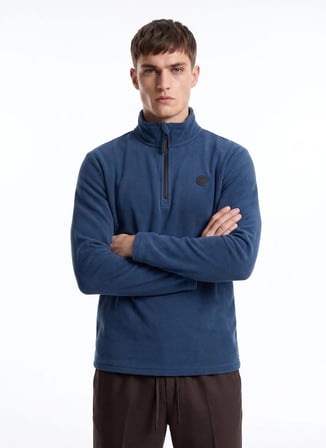 Discovery Expedition D5WM-SWT3300 Mavi Fermuarlı Basic Erkek Polar Sweatshırt
