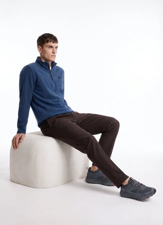 Discovery Expedition D5WM-SWT3300 Mavi Fermuarlı Basic Erkek Polar Sweatshırt