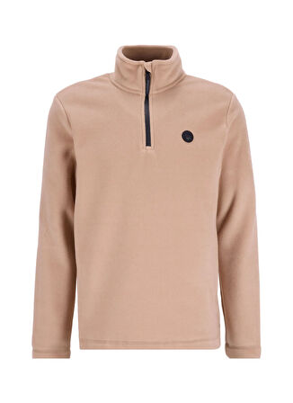 Discovery Expedition D5WM-SWT3300 Bej Fermuarlı Yaka Basic Düz Erkek Polar Sweatshırt