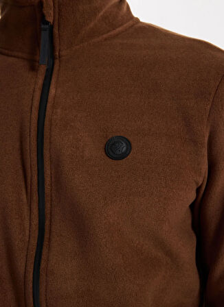 Discovery Expedition D5WM-SWT3301 Kahve Dik Yaka Basic Düz Erkek Polar Sweatshırt