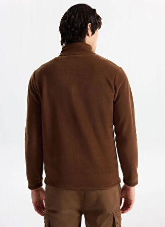 Discovery Expedition D5WM-SWT3301 Kahve Dik Yaka Basic Düz Erkek Polar Sweatshırt