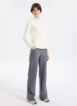 Discovery Expedition D5WL-SWT3303 Beyaz Dik Yaka Basic Düz Kadın Polar Sweatshırt