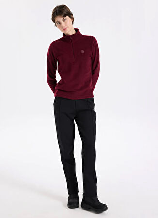 Discovery Expedition D5WL-SWT3302 Bordo Fermuarlı Yaka Basic Düz Kadın Polar Sweatshırt