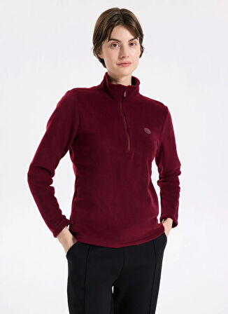 Discovery Expedition D5WL-SWT3302 Bordo Fermuarlı Yaka Basic Düz Kadın Polar Sweatshırt