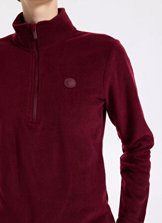 Discovery Expedition D5WL-SWT3302 Bordo Fermuarlı Yaka Basic Düz Kadın Polar Sweatshırt