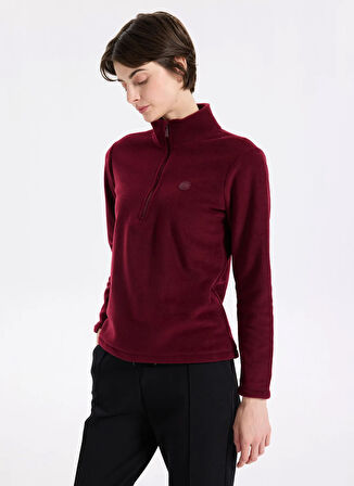 Discovery Expedition D5WL-SWT3302 Bordo Fermuarlı Yaka Basic Düz Kadın Polar Sweatshırt