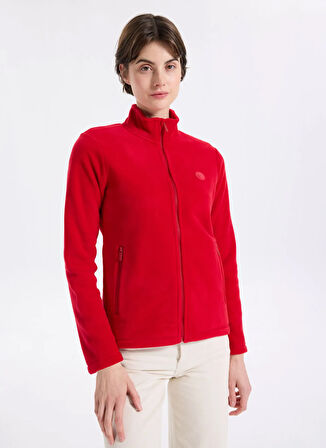Discovery Expedition D5WL-SWT3303 Kırmızı Dik Yaka Basic Düz Kadın Polar Sweatshırt