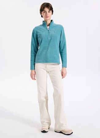 Discovery Expedition D5WL-SWT3302 Mint Fermuarlı Yaka Basic Düz Kadın Polar Sweatshırt