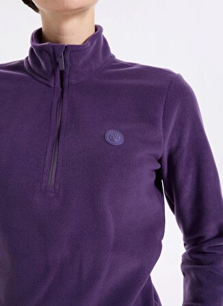 Discovery Expedition D5WL-SWT3302 Mor Fermuarlı Yaka Basic Düz Kadın Polar Sweatshırt