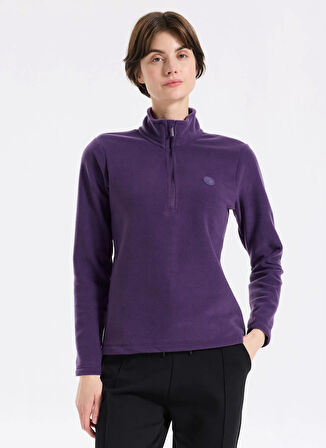 Discovery Expedition D5WL-SWT3302 Mor Fermuarlı Yaka Basic Düz Kadın Polar Sweatshırt