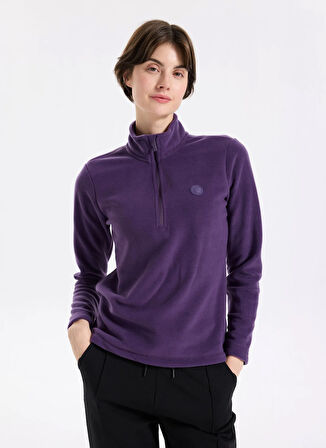 Discovery Expedition D5WL-SWT3302 Mor Fermuarlı Yaka Basic Düz Kadın Polar Sweatshırt