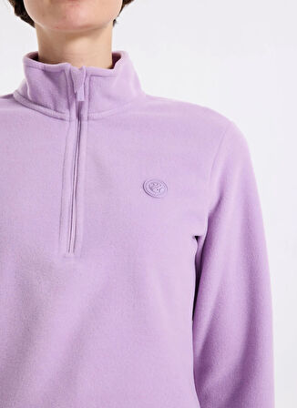 Discovery Expedition D5WL-SWT3302 Lila Fermuarlı Yaka Basic Düz Kadın Polar Sweatshırt