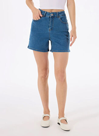 Limon Normal Bel Relaxed Lacivert Kadın Denim Şort L5SL-SRT9047