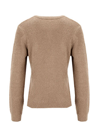 Fabrika Bisiklet Yaka Relaxed Düz Açık Kahve Kazak Kadın F5WL-KZK0421