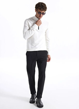 Fabrika Bato Yaka Slim Fit Düz Ekru Erkek Kazak F5WM-KZK 2522