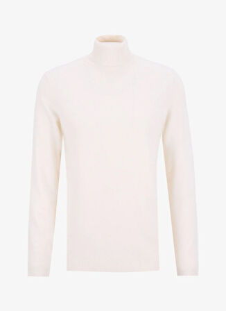 Fabrika Tam Balıkçı Yaka Slim Fit Düz Ekru Erkek Kazak F5WM-KZK 2524