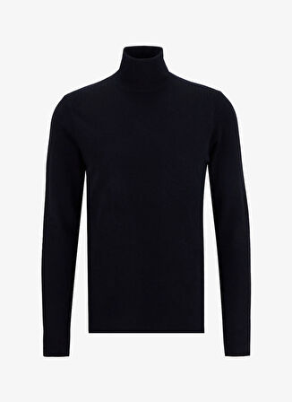 Fabrika Tam Balıkçı Yaka Slim Fit Düz Siyah Erkek Kazak F5WM-KZK 2524