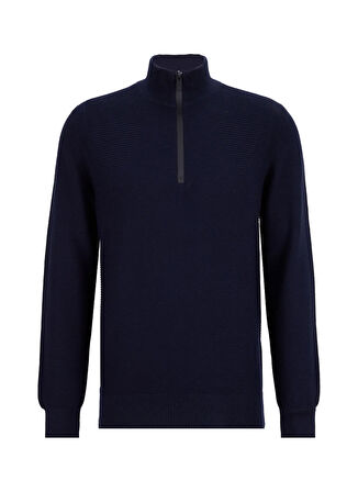 Fabrika Bato Yaka Slim Fit Düz Lacivert Erkek Kazak F5WM-KZK 2522