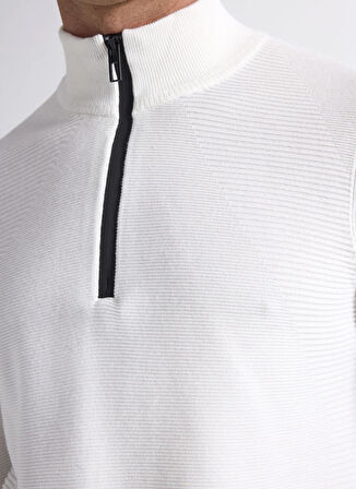 Fabrika Bato Yaka Slim Fit Düz Ekru Erkek Kazak F5WM-KZK 2522