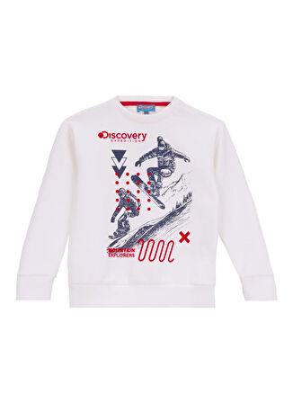 Discovery Expedition Baskılı Erkek Çocuk Beyaz Sweatshırt D5WB-SWT3056