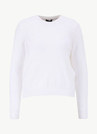 Fabrika Bisiklet Yaka Basic Jakarlı Ekru Kazak Kadın F5WL-KZK0081