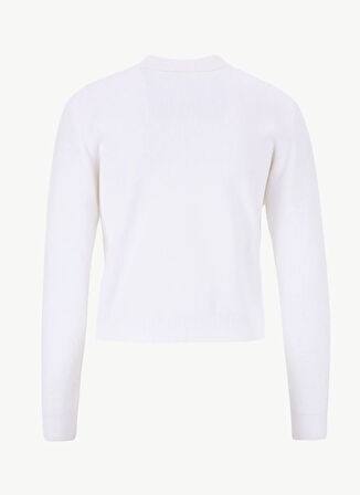 Fabrika Polo Yaka Relaxed Örgü Desenli Ekru Kazak Kadın F5WL-KZK0082