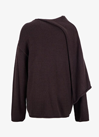 Fabrika Şal Yaka Relaxed Düz Kahve Kazak Kadın F5WL-KZK0084