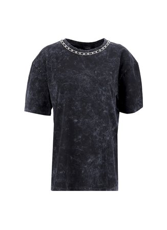 Fabrika Bisiklet Yaka Taşlı Antrasit Kadın T-Shirt F5WL-TST0243