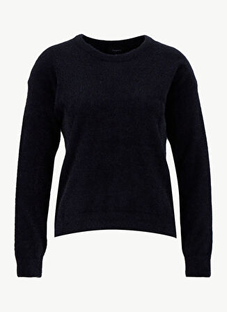 Fabrika Bisiklet Yaka Basic Düz Siyah Kazak Kadın F5WL-KZK0415