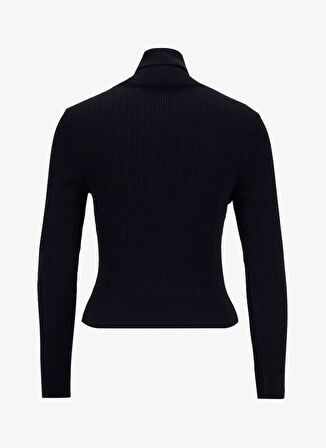 Fabrika Tam Balıkçı Yaka Dar Fitilli Siyah Kazak Kadın F5WL-KZK0018