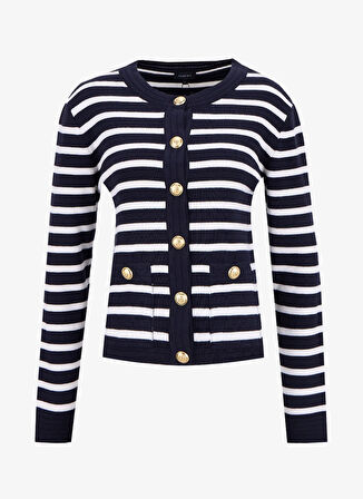 Fabrika Lacivert - Beyaz Kadın Hırka F5WL-HRK0017