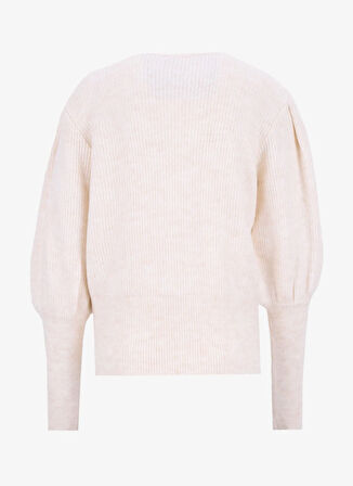 Fabrika Bisiklet Yaka Relaxed Fitilli Ekru Kazak Kadın F5WL-KZK0025