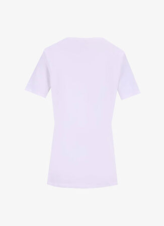 Fabrika Bisiklet Yaka Varaklı Beyaz Kadın T-Shirt F5WL-TST0238