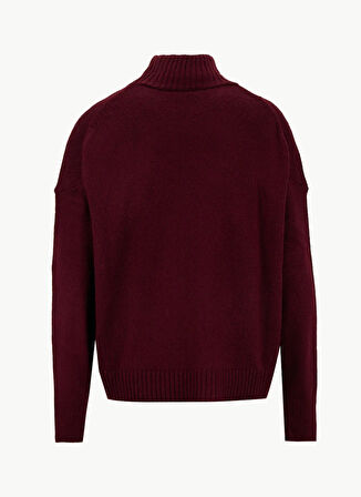 Fabrika Yarım balıkçı Yaka Relaxed Düz Bordo Kadın Kazak F5WL-KZK0405