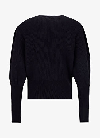 Fabrika Bisiklet Yaka Relaxed Fitilli Siyah Kazak Kadın F5WL-KZK0025