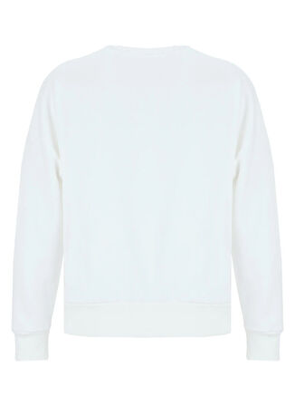 Fabrika Bisiklet Yaka Taşlı Beyaz Kadın Sweatshırt F5WL-SWT0033