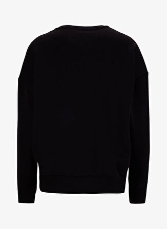 Fabrika Bisiklet Yaka Taşlı Siyah Kadın Sweatshırt F5WL-SWT0038