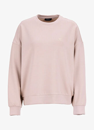 Fabrika Bisiklet Yaka Baskılı Bej Kadın Sweatshırt F5WL-SWT0385