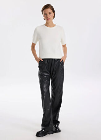 Fabrika Lastikli Bel Normal Siyah Kadın Pantolon F5WL-PNT0187