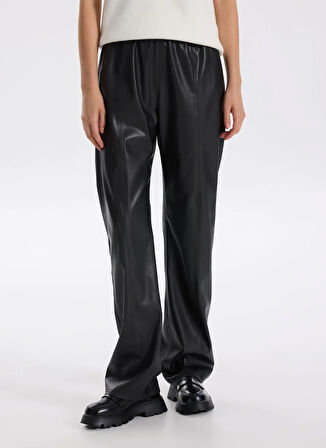 Fabrika Lastikli Bel Normal Siyah Kadın Pantolon F5WL-PNT0187