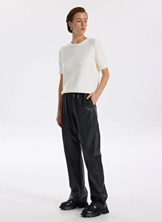 Fabrika Lastikli Bel Normal Siyah Kadın Pantolon F5WL-PNT0187