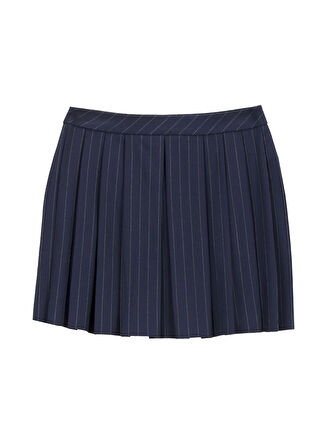 Fabrika Normal Bel Lacivert - Gri Kadın Çizgili Mini Etek F5WL-ETK0060
