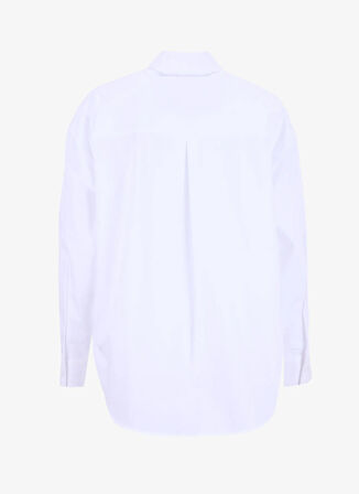 Fabrika Loose Fit Gömlek Yaka Taşlı Beyaz Kadın Gömlek F5WL-GML0100