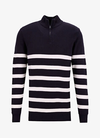 Fabrika Bato Yaka Regular Fit Çizgili Lacivert Erkek Kazak FC3WM-KZK332.