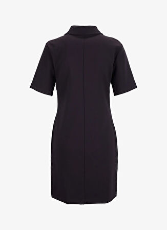 Fabrika Gömlek Yaka Düz Siyah Mini Kadın Elbise F5WL-ELB0203