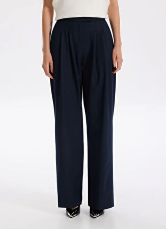 Fabrika Normal Bel Geniş Fit Lacivert Kadın Pantolon F5WL-PNT0144